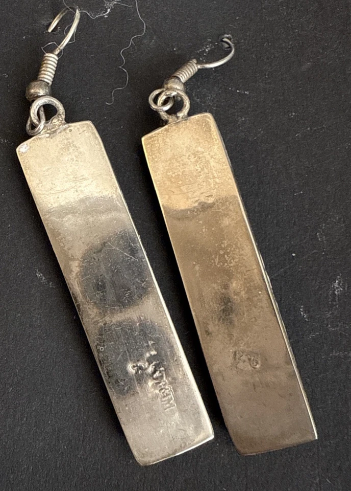 Прямоугольные квадратные серьги из стерлингового серебра 925 пробы с синим лазуритом с французскими проводами 2,5 - Изображение 2 из 4