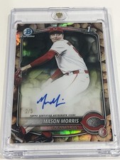 Mason Morris 2025 Bowman Draft Chrome Snack Pack Peanuts Refractor 2/5 1st Auto