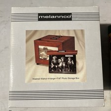 Melannco Walnut Photo Storage Box w/4 Inserts - Holds Over 100 4 x 6 Inch Photos