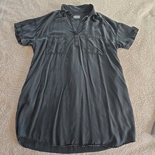 Universal Thread Women's Sz L Short Sleeve Shirtdress 100 Lyocell Gray Pockets