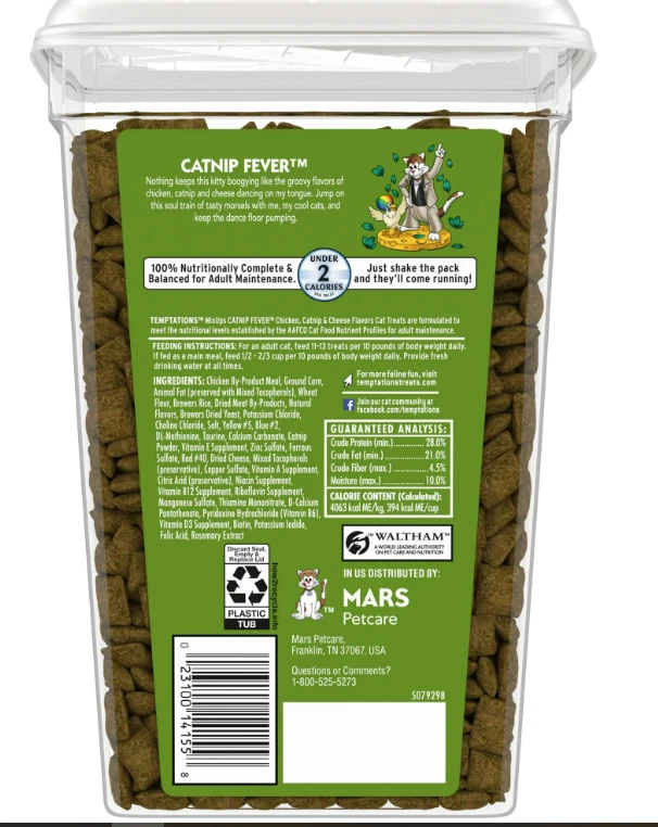 Golosinas crujientes y suaves sabor fiebre hierba gatera Temptations Mixups para gatos, 30 oz. Foto 2 de 4