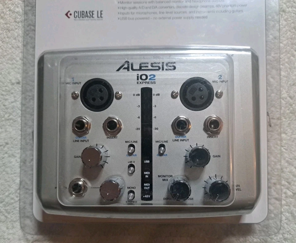 Alesis iO2 Express 2 Channel USB Recording Interface Guitar Mic Stereo - Image 2 of 4