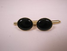 SINGLES 2 7/16" Black Ovals Vintage Formal Tuxedo Prom Groom Shirt Stud b260