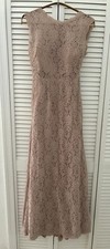 Watters & Watters-Mauve All Lace Evening Gown Cap Sleeve Raw Lace Edge Sz 6