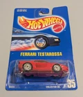 Vintage Hot Wheels FERRARI TESTAROSSA #35 - Red, Chrome UH Wheels Blue Card 5111