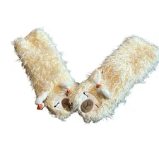 Oooh Geez! Women's Fuzzy White Llama Non-Skid Slipper Socks One Size Women's