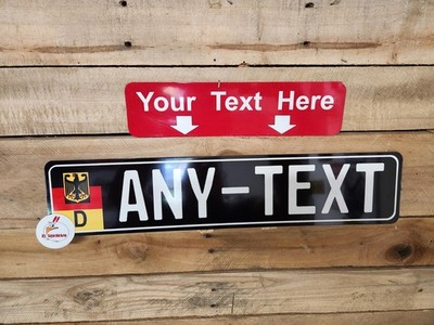Black, EURO STYLE TAG BMW European license plate, ANY TEXT, CUSTOM, GERMAN