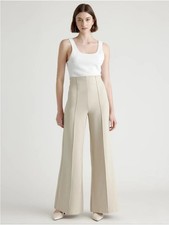 Quince Ultra Stretch Ponte Pants Wide-Leg Ecru Size Medium