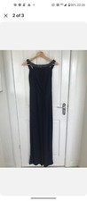 Navy blue long length Monsoon evening dress neck detail size 10 ASCOT WEDDING