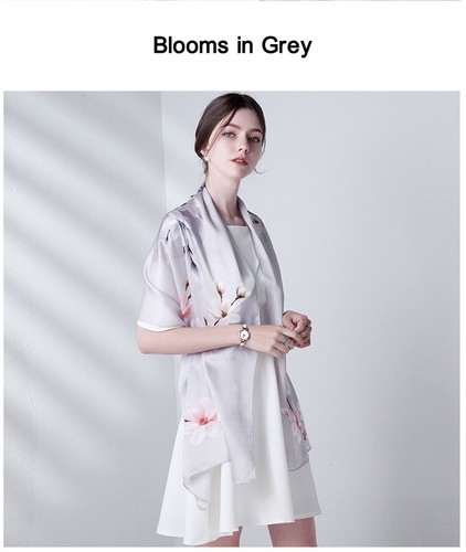Satin Silk Scarf,100% Silk,10+ Optional Patterns,68 x 20 in(172 x 51 cm),真丝围巾 - 第 6/41 張圖片