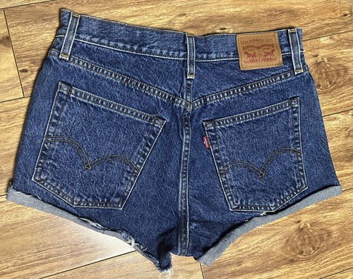 Levis Jeans Short White Oak Cone Dark Denim Wash Cutoffs Cheeky Damen 27 - Bild 13 von 14