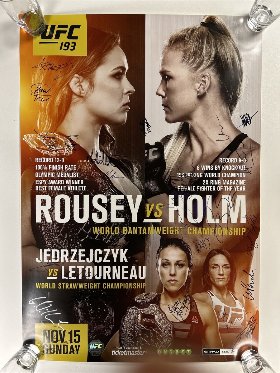 SUPER RARE GRAIL* UFC 193 Signed Event Poster SBC Ronda Rousey Vs