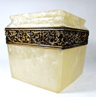 Wamsutta Adagio Bronze Ivory Faux Marble Pearl Tissue Box Cover Cube
