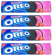 4 PACK OREO CHOCOLATE SANDWICH COOKIES With STRAWBERRY CREAM, 50g X 2BAGS 100g 