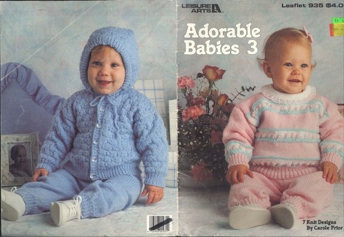 ADORABLE BABIES 3 Leisure Arts #935 (1990 Booklet) 7 Designs Knit Carole Prior - 第 1/4 張圖片