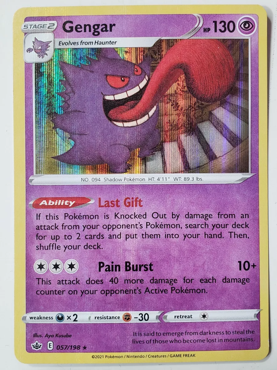 Gengar 057/198 Holo Rare Sword & Shield - Chilling Reign Pokemon 2021