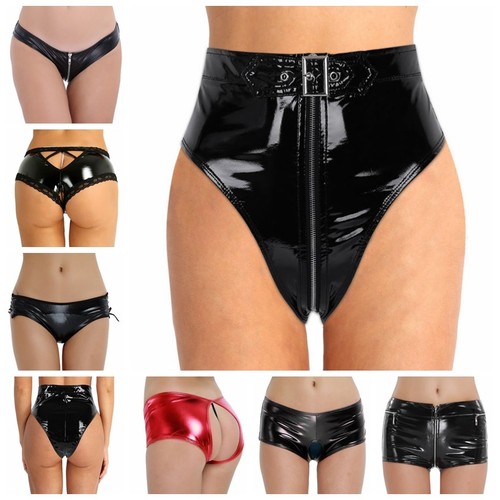 Pantalones cortos de cuero sintético para mujer lencería ropa interior bikini knicker | eBay