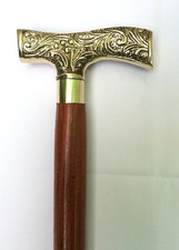 Victorian Designer Brass Antique Handle Wooden Walking Cane Stick Vintage Style