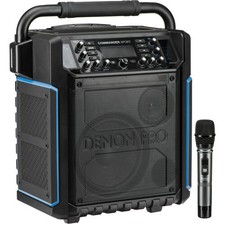 denon audio commander professional mobile pa system with two wireless microphones