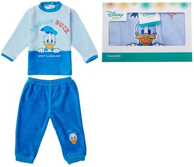 Official Mickey Mouse Kids Blue Pyjama Set Warm Cosy Fleece Boys Nightwear Gift