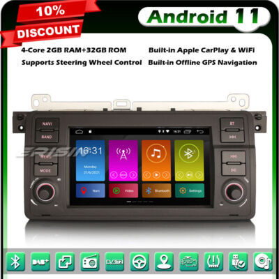 Autoradio Android 11 9" Pour BMW E46 / Rover 75 / MG ZT - 4G, CarPlay, GPS, 64Go - Neuf