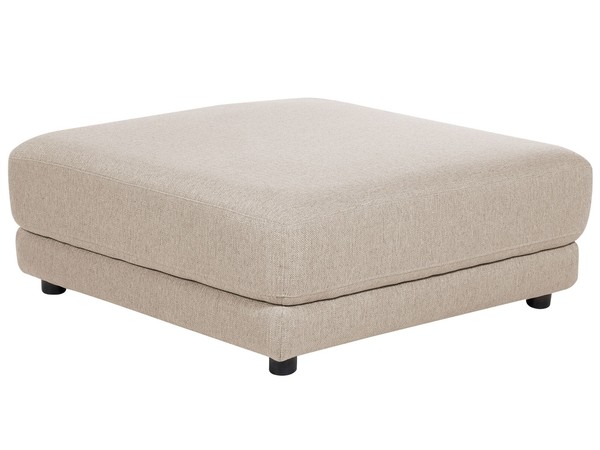 Ottomane Stoffbezug Beige Quadratisch Modern FußHocker Schwarze Beine-image