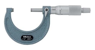 Mitutoyo 103-132 Outside Micrometer, Baked-enamel Finish, Ratchet Stop, 1-2''