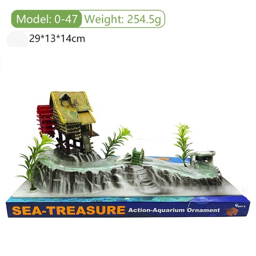 Streams rivers waterwheel house Air Driven Aquarium Ornament Fish Tank Decoratio - Picture 3 of 9