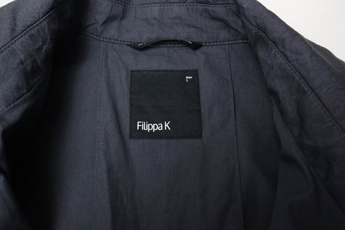 Cappotto Filippa K Uomo Piccolo Trench Doppiopetto Senza Fodera Tasche Blu Navy - Foto 8 di 16