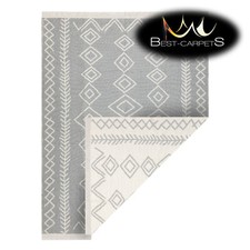 Image of Amazing COTTON RUG "TWIN" Boho double-sided, grey cream easy to clean practical