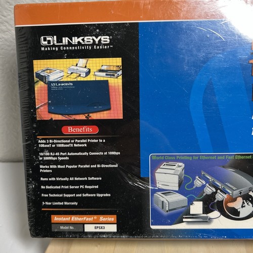 Linksys Etherfast 10/100 3-Port Print Server EPSX3 NEW SEALED - Picture 3 of 18