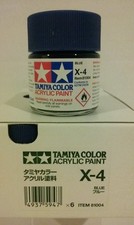 Tamiya acrylic paint X-4 Blue. 23ml.