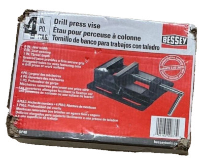 Étau De Perceuse Bessey BV-DP40 - Mâchoires 10,2 Cm - Capacité 11,4 Cm - Gris Martelé - Pour Tables Jusqu'à 5,1 Cm