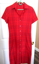 Burberry London Red Nova Check Cotton Dress Size 44