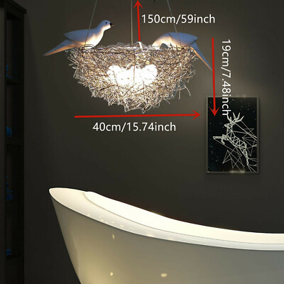 Modern LED Ceiling Light Bird's Nest Art Pendant Lamp Chandelier Bedroom Decor