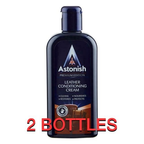 2 X 250ml ASTONISH LEATHER SUITE CLEANER SOFA RESTORER CONDITIONER
