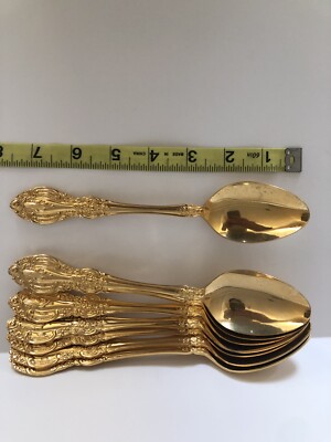 8 Springtime 7.5” 24k Electroplate Gold Spoons Japan Vintage | eBay