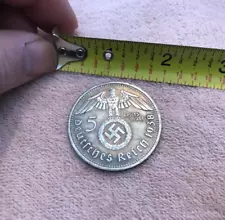 1938 GERMAN Hindenburg Large Version 5 REICHSMARK WWII COMMEMORATIVE COIN