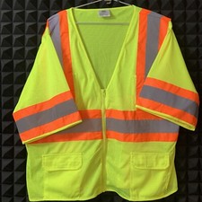 RRI (R & R IND) V310L Sz 2XL Hi-Visibility Safety Vest CLASS 3 LEVEL 2 LIME/ORG
