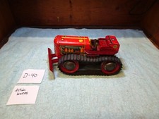 VINTAGE MARX WIND-UP TIN RED CATERPILLAR TRACTOR / BULLDOZER Working