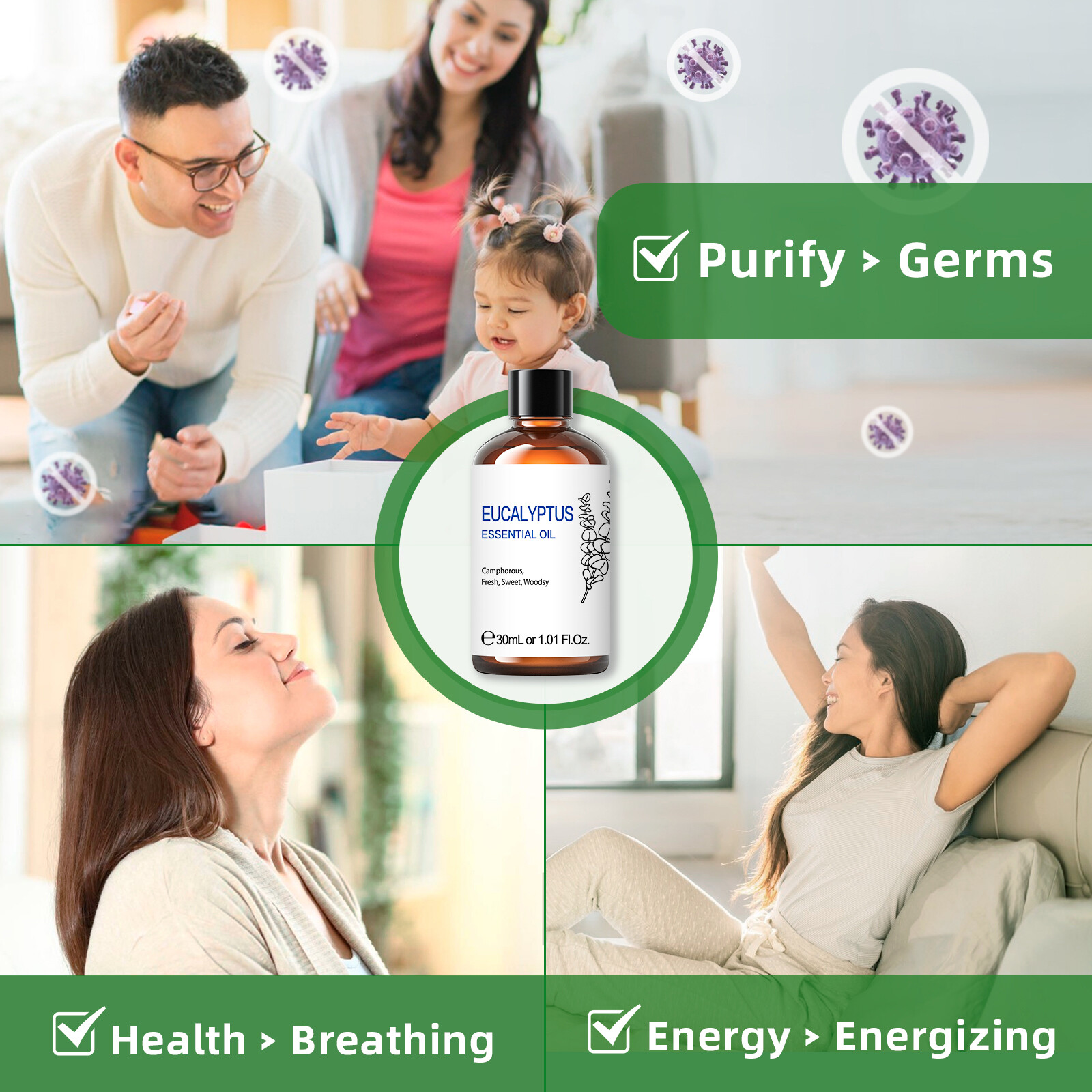 30ml Eucalyptus Oil 100 Pure Natural Essential Oil Diffuser Humidifier