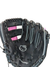 RHT T-Ball Glove 9.5" Hello Kitty Girls Black  Pink Right Hand Throw Mitt