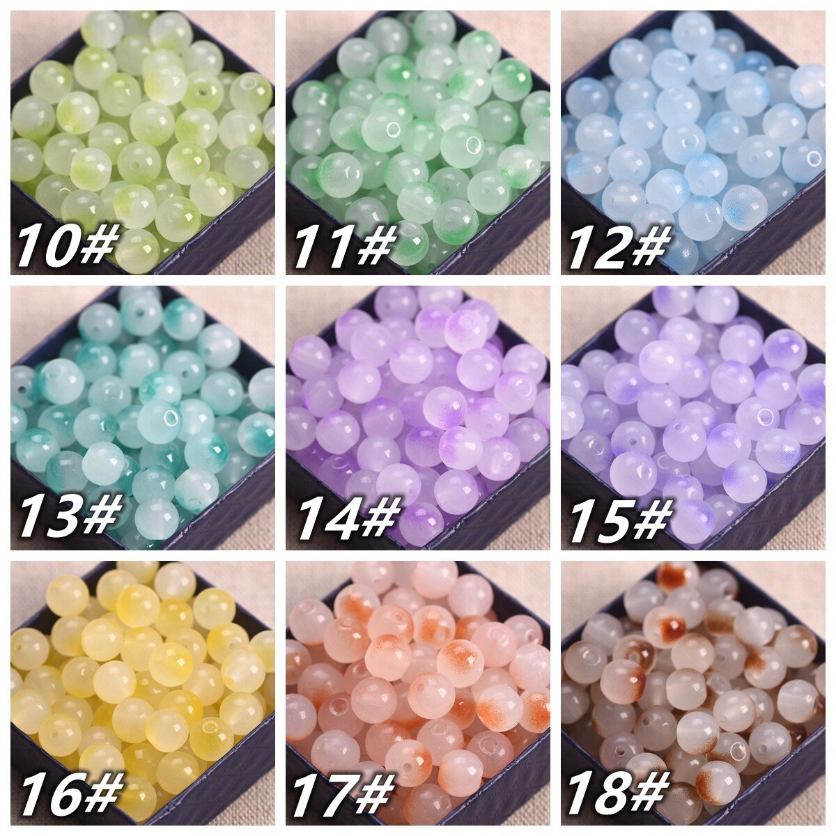 Round 8mm 10mm Colorful Opaque Crystal Glass Loose Beads For