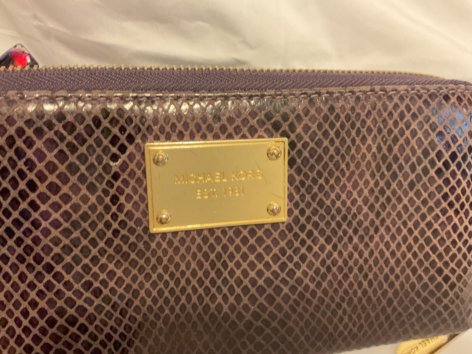 Michael Kors Purple Python Zip Around Wallet 4”x8… - image 5