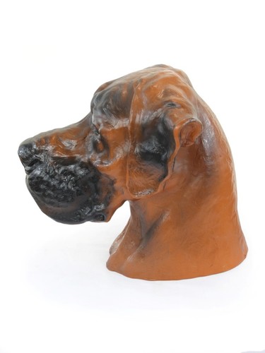Great Dane uncropped brown, dog head urn made of Resin, ArtDog, USA - Picture 4 of 12