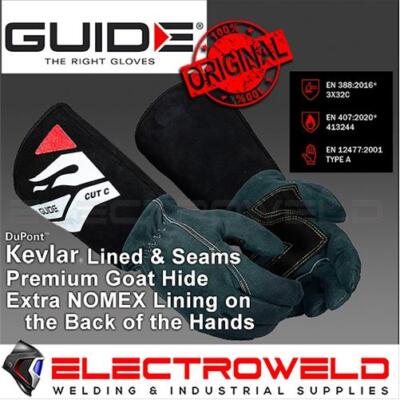 GUIDE 3571 MIG MMA Gauntlet Welding Gloves Leather Heat Resistant Cut Protection