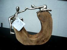 Casablanca Design Skulptur "Support" 81022 Mangoholz / Alu H 24 cm Geschenk TOP