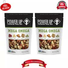Power Up Mega Omega Trail Mix from Gourmet Nut, Resealable Bag, 14 oz, (2 Pack)