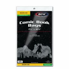 200 BCW Golden Age Size Resealable Comic Book Bags 7 5/8 x 10 1/2