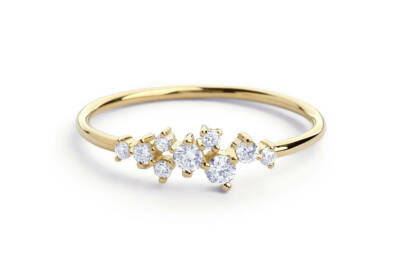 Brilliant gold ring 9 diamonds 0.24 carats in 585 14 K certificate value  1500